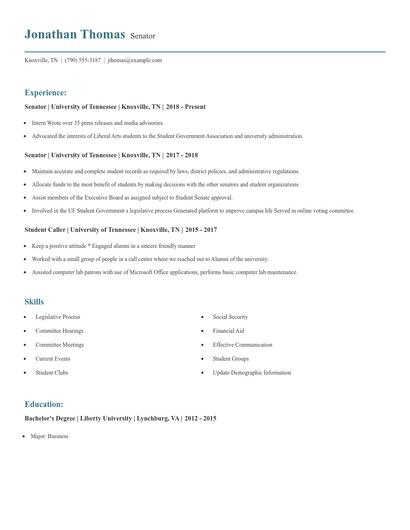 Senator Resume