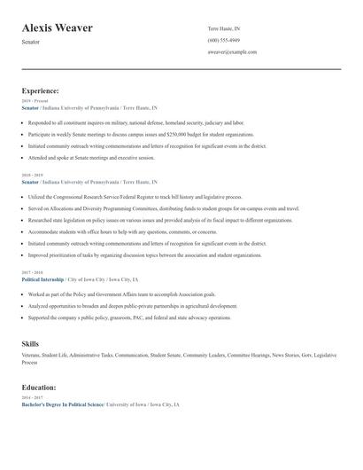 Senator Resume