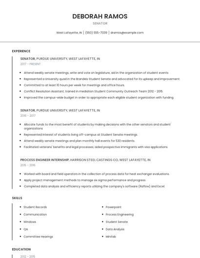 Senator Resume