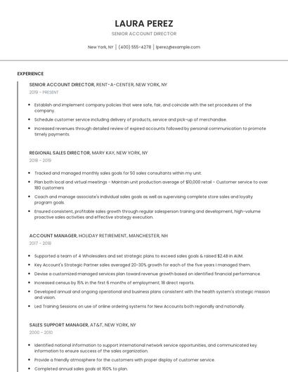 Senior Account Director Resume