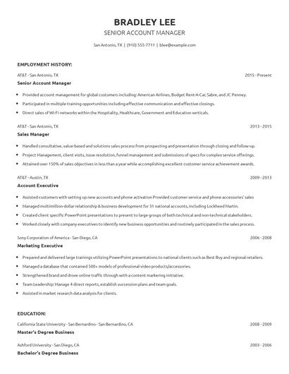 Senior Account Manager Resume
