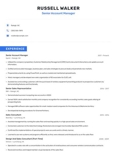 Senior Account Manager Resume