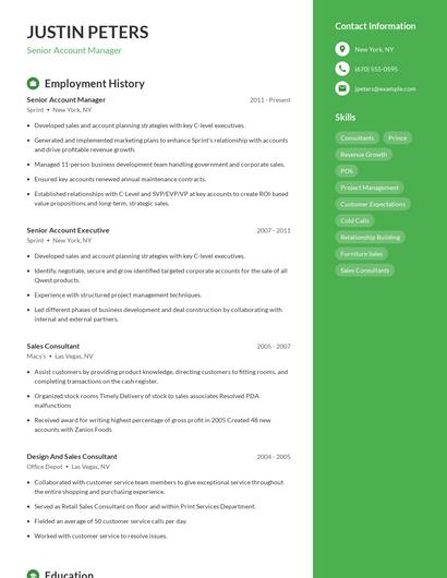 Senior Account Manager Resume