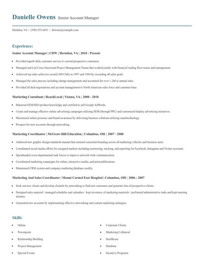 Senior Account Manager Resume