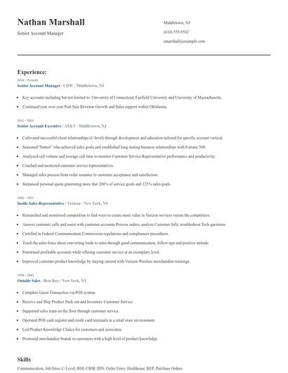 Senior Account Manager Resume