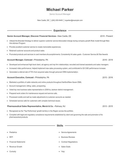 Senior Account Manager Resume
