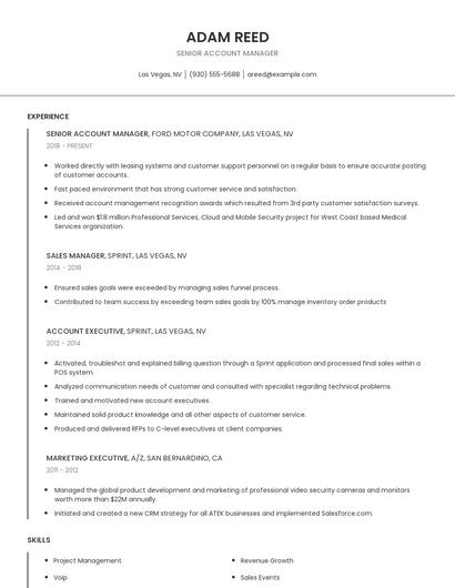 Senior Account Manager Resume