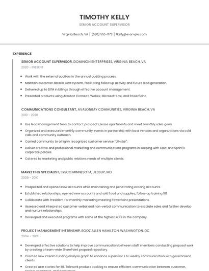 Senior Account Supervisor Resume