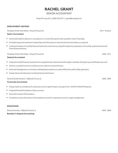 Senior Accountant Resume