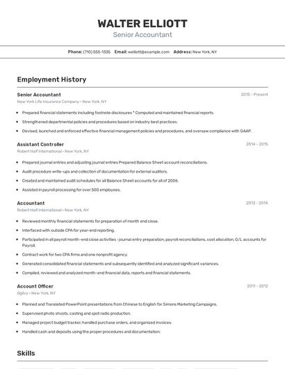 Senior Accountant Resume