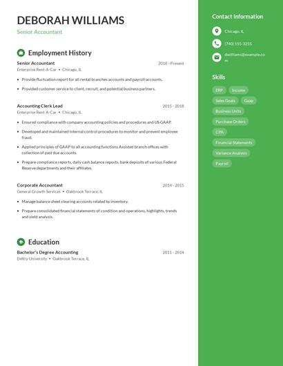 Senior Accountant Resume