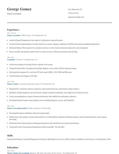 Senior Accountant Resume
