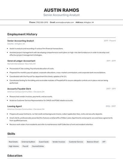 Senior Accounting Analyst Resume