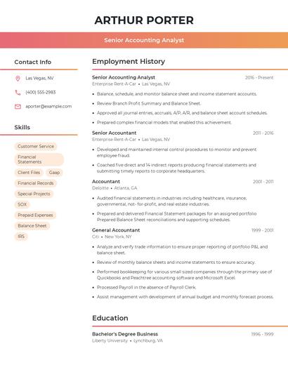 Senior Accounting Analyst Resume