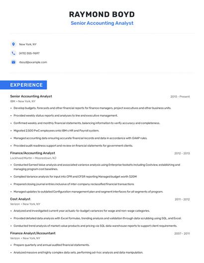 Senior Accounting Analyst Resume