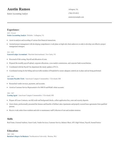 Senior Accounting Analyst Resume