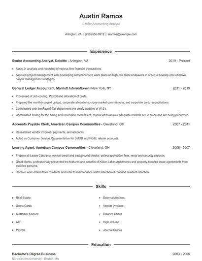 Senior Accounting Analyst Resume