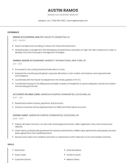 Senior Accounting Analyst Resume