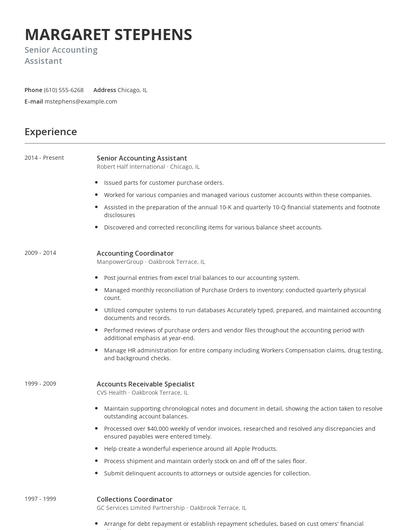 Senior Accounting Assistant Resume