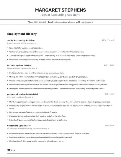 Senior Accounting Assistant Resume