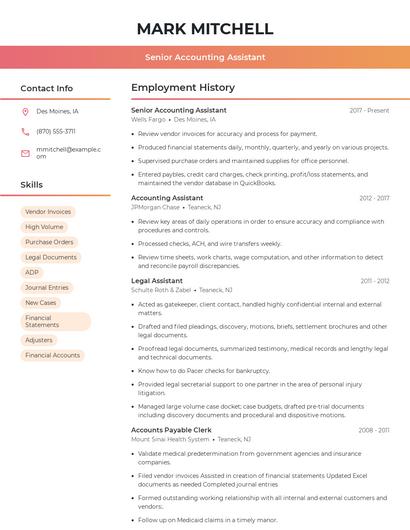 Senior Accounting Assistant Resume