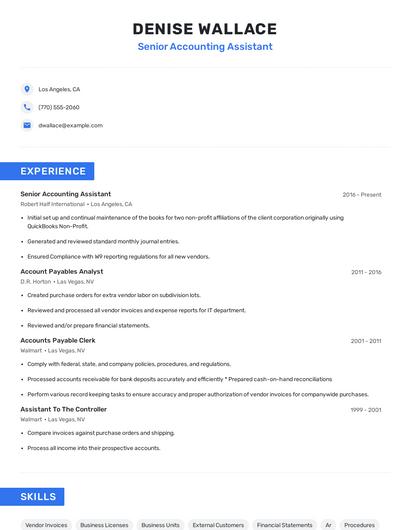 Senior Accounting Assistant Resume