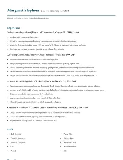 Senior Accounting Assistant Resume