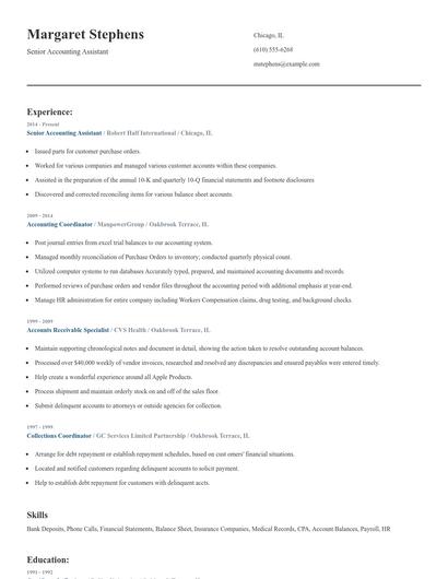 Senior Accounting Assistant Resume
