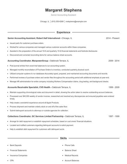 Senior Accounting Assistant Resume