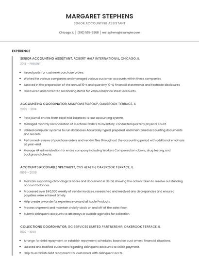 Senior Accounting Assistant Resume