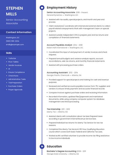 Senior Accounting Associate Resume