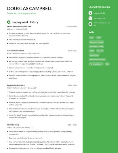 Senior Accounting Associate Resume