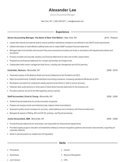 Senior Accounting Manager Resume
