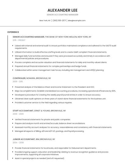 Senior Accounting Manager Resume