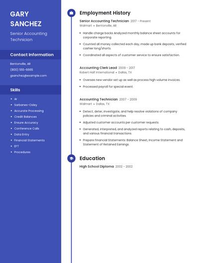 Senior Accounting Technician Resume