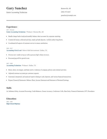 Senior Accounting Technician Resume
