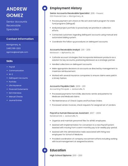 Senior Accounts Receivable Specialist Resume