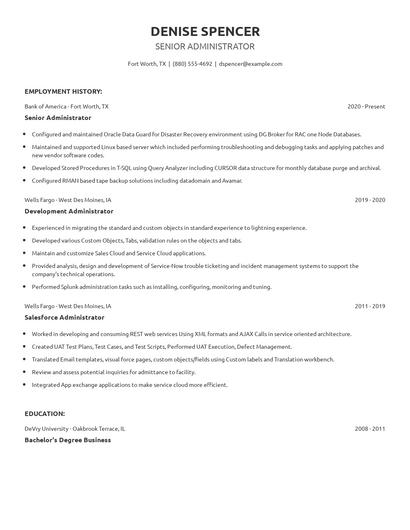 Senior Administrator Resume