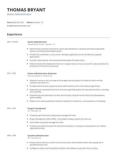 Senior Administrator Resume