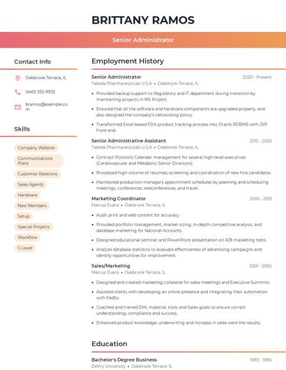 Senior Administrator Resume