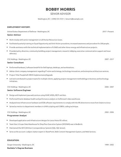Senior Advisor Resume