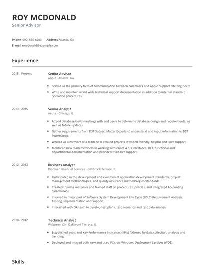 Senior Advisor Resume