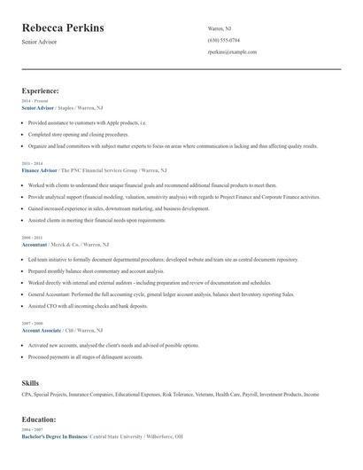 Senior Advisor Resume