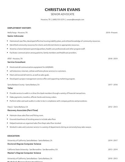 Senior Advocate Resume