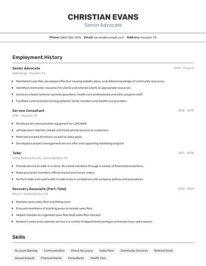 Senior Advocate Resume