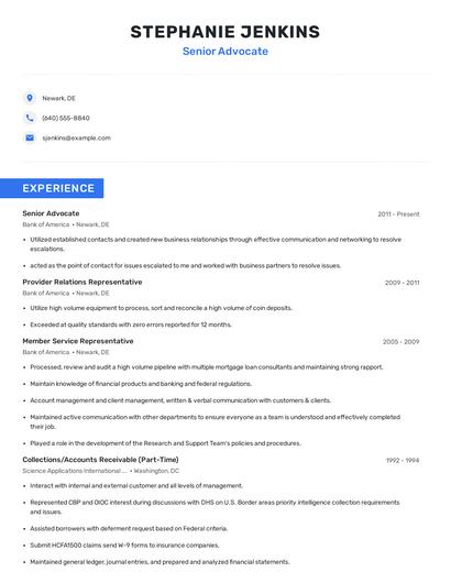 Senior Advocate Resume