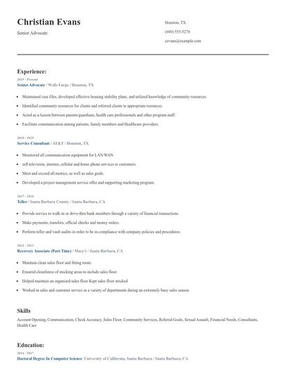 Senior Advocate Resume