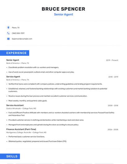 Senior Agent Resume