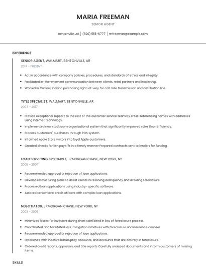 Senior Agent Resume