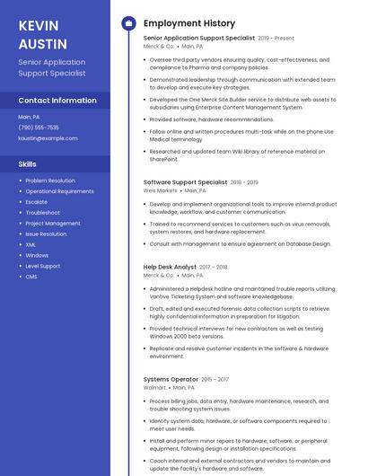 Senior Application Support Specialist Resume